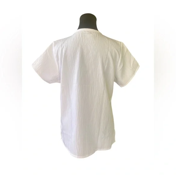 Four-Stretch White Scrub Top GUC M - Picture 2 of 7